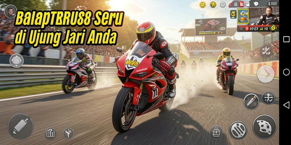 Tampilan gameplay <strong>HOKITERUS88</strong> yang mendebarkan saat balapan motor.